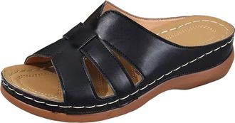 Generic Womens Hollow Solid Color Fashion Thick Soled Slippers Non Slip and Lightweight Womens Sandals Open Toe Wedge Sandals With Arch Support (3.5)