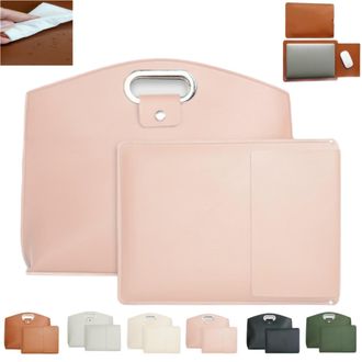 Generic Waterproof Leather 14-16in 2PCS Laptop Bag,Work Office Computer Briefcase for Women,Lightweight Laptops Tote Bags Set (Pink, One Size)