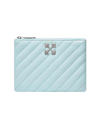 Off-white Womens Off-White Jackhammer Flat Pouch Leather Blue Bag - Size: ONE size