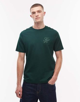 Tommy Hilfiger T-shirt in interlock verde scuro con scritta