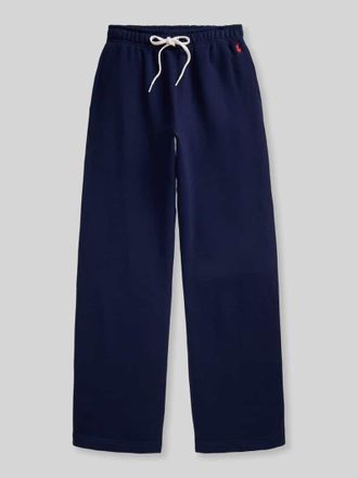 Polo Ralph Lauren Wide Leg Sweathose aus Baumwoll-Mix mit Logo-Stitching in Marine, Gr&ouml;&szlig;e XXL
