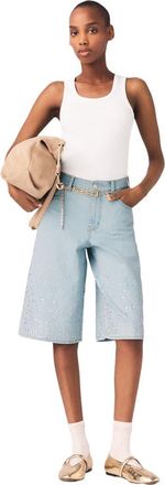 Maje Rhinestone Bermuda shorts in Blue Sky at Nordstrom, Size 42 Eu