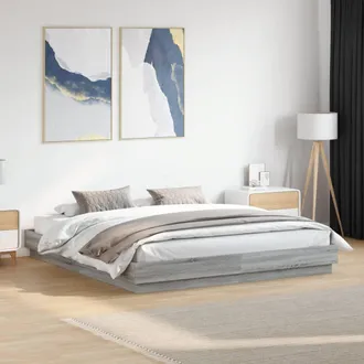 vidaXL Vidaxl - Estructura De Cama Madera De Ingenier&iacute;a Gris Sonoma 200x200 Cm
