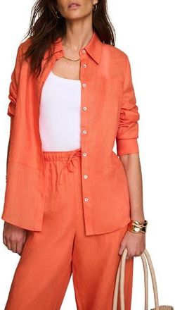 Mint Velvet Linen Blend Shirt in Orange at Nordstrom, Size X-Small
