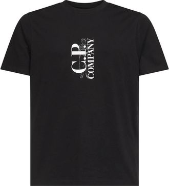 C.P. Company 30/1 Jersey British Sailor T-shirt met korte mouwen en logo - Heren - T-shirts - Zwart - XL - Katoen - Tops