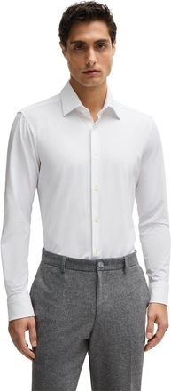HUGO BOSS Mens Joe Point Collar Long Sleeve Oxford Shirt in White - Size 15.5 inch