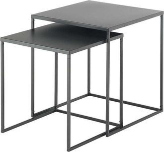 Oresteluchetta Juego De 2 Mesas De Centro Cuadradas De Metal Gris Antracita Omaha