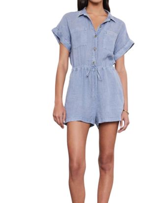 Velvet Clare Linen Romper In Chill