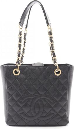 Chanel Black Leather Tote Bag (Pre-Owned)