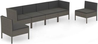 vidaXL Vidaxl - Set De Muebles De Jard&iacute;n 6 Pzas Y Cojines Rat&aacute;n Sint&eacute;tico Gris