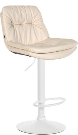 Clp Taburete De Bar Laurel En Polipiel Crema Metal Blanco Mate