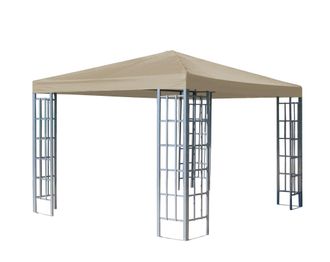 Quick-Star Rank Pavillon 3x3m Beige Metallpavillon Polyester Pvc Beschichtet