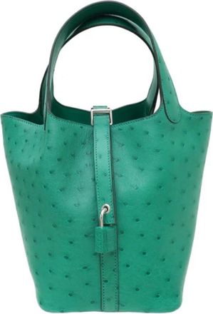 Hermès Picotin 26 in Green Oastrich Leather with Palladium Hardware