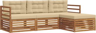 vidaXL Conjunto De Sof&aacute;s De Exterior 4 Uds. Natural Y Beige Vidaxl