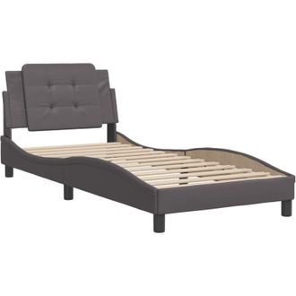 vidaXL Bed Frame without Mattress Zadar Grey 100x200 cm Faux Leather Vidaxl