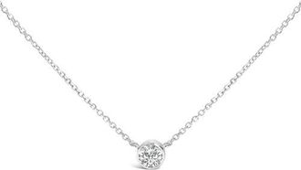 House of Brilliance 14K White Gold 1.00 Cttw Bezel Lab-Grown Diamond Solitaire Pendant Necklace at Nordstrom