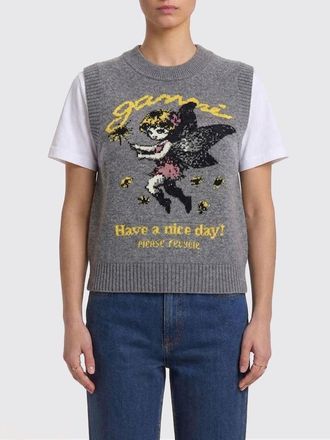 Ganni Gilet in lana con logo Ganni