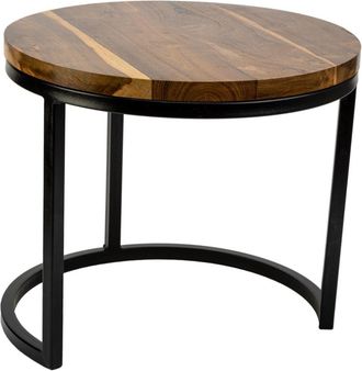 Wanderlust Deco Mesa de centro de madera y metal marrón 38x38x65