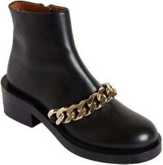 Givenchy Black Leather Chain Draped Boots Size 36