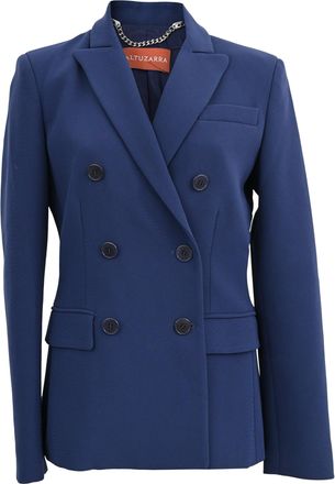 Altuzarra Double-Breasted Blazer with Pockets in Navy Blue Wool