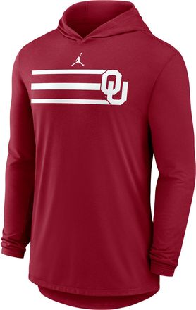 Nike Jordan Mens Oklahoma Primetime Pattern Jordan Brand Dri-FIT College Long-Sleeve Hooded T-Shirt in Red | 0JNB69WOKN-CZH