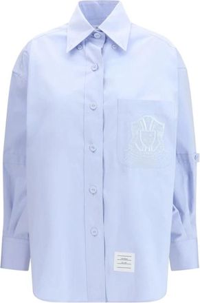 Thom Browne Oversized Katoenen Shirt - Dames - Overhemden - Blauw - XS - Katoen - Overhemden