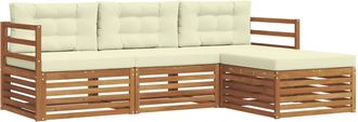 vidaXL Conjunto De Sof&aacute;s De Exterior 4 Uds. Natural Y Crema Vidaxl