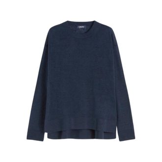 Max Mara Linnen garen trui - Dames - Ronde hals truien - Blauw - XS - Linnen - Truien & Vesten