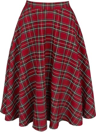 Hell Bunny Irvine 50s Red Tartan Circular Skirt XXL