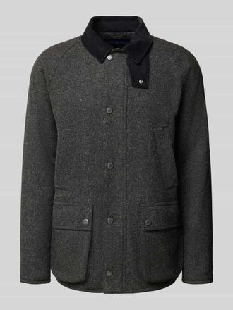 Barbour Regular Fit Wolljacke mit Cord-Besatz Modell BEDALE in Anthrazit, Größe XXL