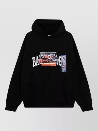 Balenciaga hooded sweater kangaroo pocket ribbed trims