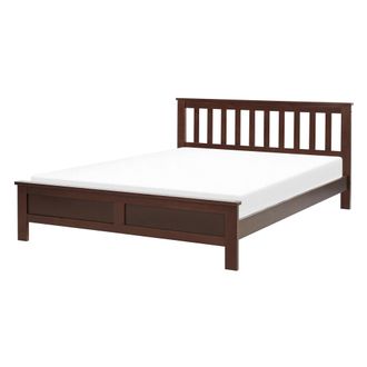 Beliani Cama De Madera Oscura 140 X 200 Cm Somier De Listones Estilo Tradicional Mayenne