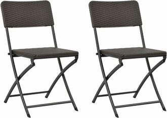 vidaXL Vidaxl - Folding Garden Chairs 2 pcs hdpe and Steel Brown