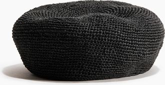 H&M Baskenm&uuml;tze aus Stroh - Schwarz