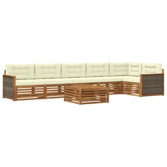 vidaXL Conjunto De Sof&aacute;s De Exterior Con Coj&iacute;n 7 Pcs Natural Y Crema Vidaxl