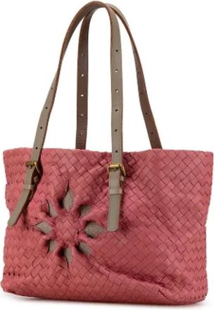 Bottega Veneta Pre-owned Tote Bags, female, Pink, Size: ONE SIZE Pre-owned Woven Leather Tote