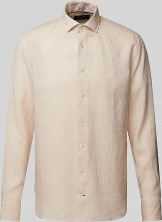 Olymp Slim Fit Leinenhemd mit Kentkragen Modell Sykia in Sand, Gr&ouml;&szlig;e 39