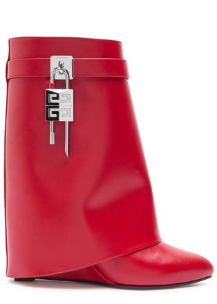 Givenchy Shark Lock 90 Leather Ankle Boots - Red - 38 (IT38 / UK5)