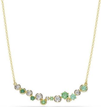 Swarovski Constella Crystal & Zirconia Frontal Necklace in Gold/Green at Nordstrom