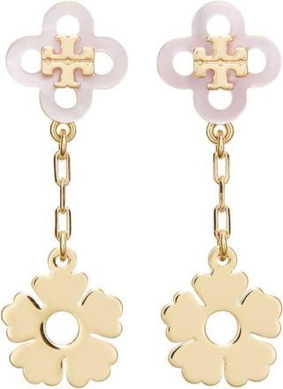 Tory Burch Forget Me Not Linear Earring in Tory Gold /Pink at Nordstrom