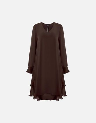 James Lakeland Womens Long Sleeve Brown Wave Hem Dress - Size: 10/8