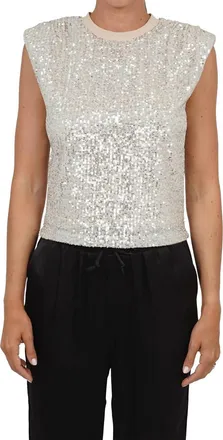 Love Token Scarlett Sequin Top In Beige