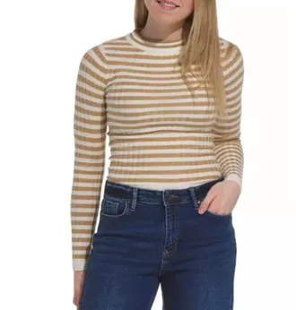 Sadie & Sage Simply Being Striped Top In Beige