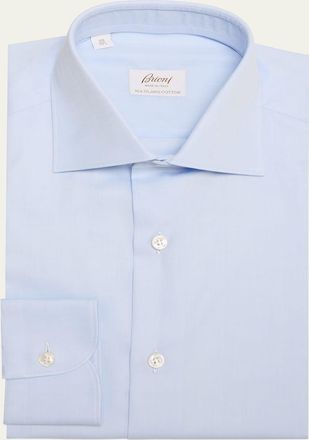 Brioni Mens Sea Island Cotton Herringbone Dress Shirt