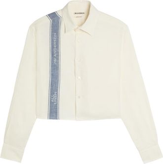 J.W.Anderson Cropped Stripe-jacquard Linen Shirt - Off White - 12 (UK12 / M)