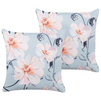 Beliani Beliani - Conjunto De 2 Cojines De Jard&iacute;n Almohada De Exterior 45 X 45 Cm Poli&eacute;ster Estampado Floral Multicolor Apricale