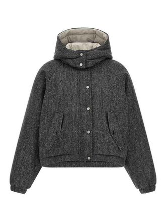 Brunello Cucinelli Hooded Tweed Padded Jacket