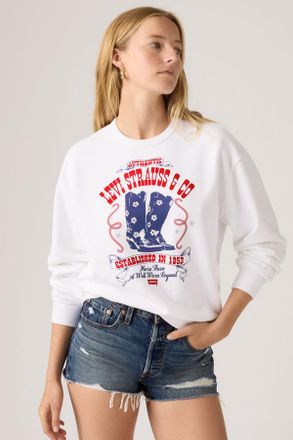 Levi's Graphic Heritage Crewneck Sweatshirt - Donna - L - Bianco / Poster Daisy