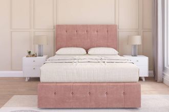 Sloomy Cambridge Plush Divan Set 2 Drawers - 54 Headboard-12 Footboard in Pink | Size: King