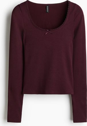 H&M Geripptes Jerseyshirt - Pink